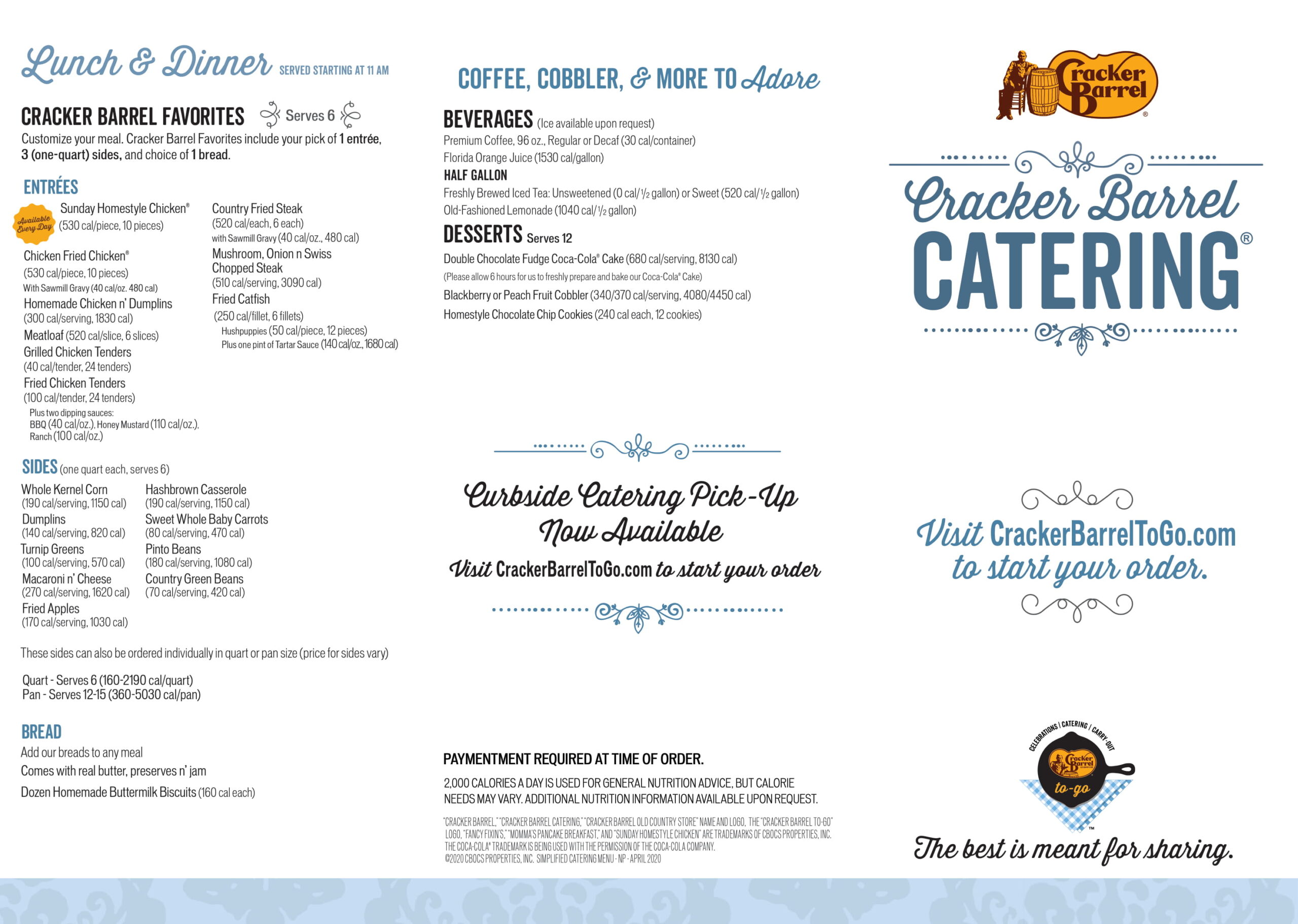 Cracker Barrel Catering Menu