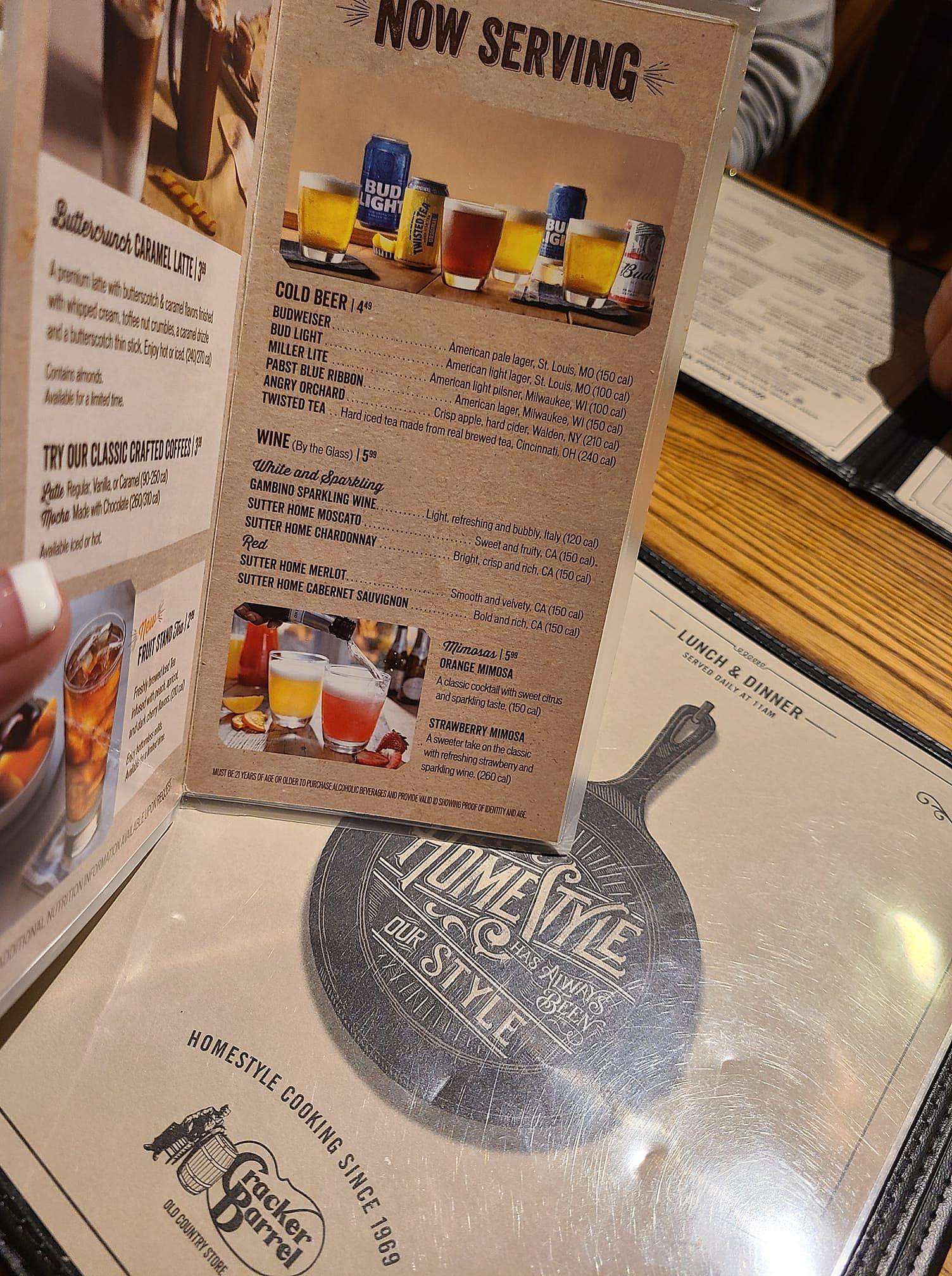 Cracker Barrel Drink Menu