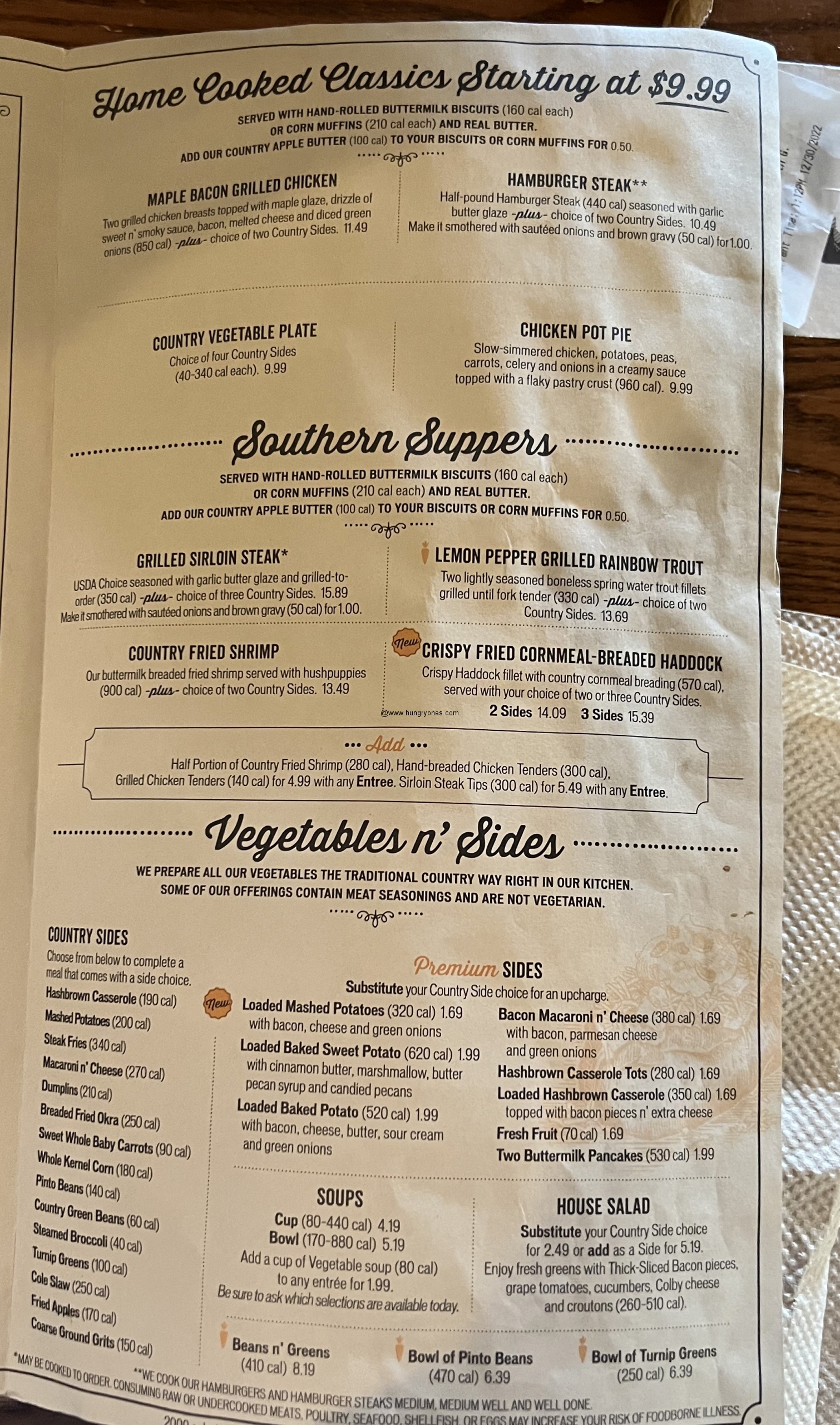 Cracker Barrel Sides Menu