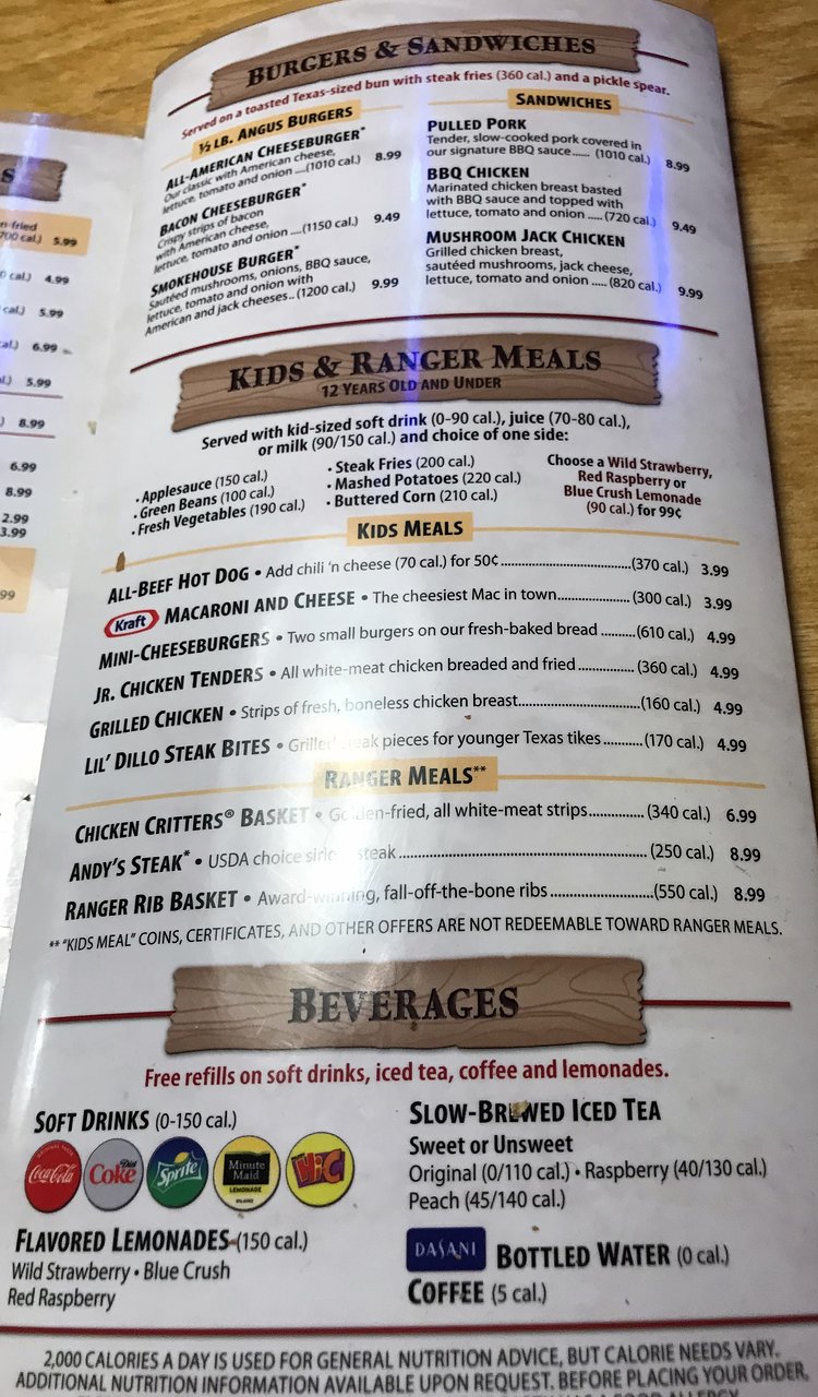 Texas Roadhouse Childrens Menu