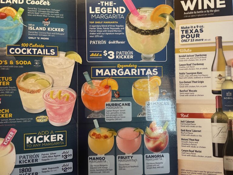 Texas Roadhouse Cocktails Menu