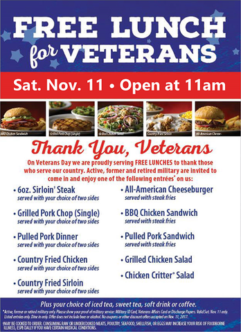 Texas Roadhouse Veterans Day Menu